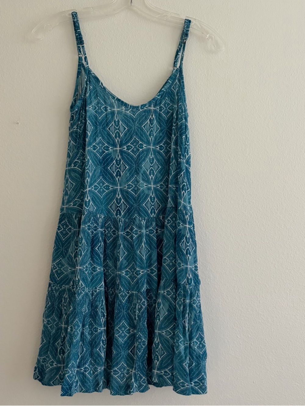 Hurley Teal Printed Spaghetti-Strap Mini Dress